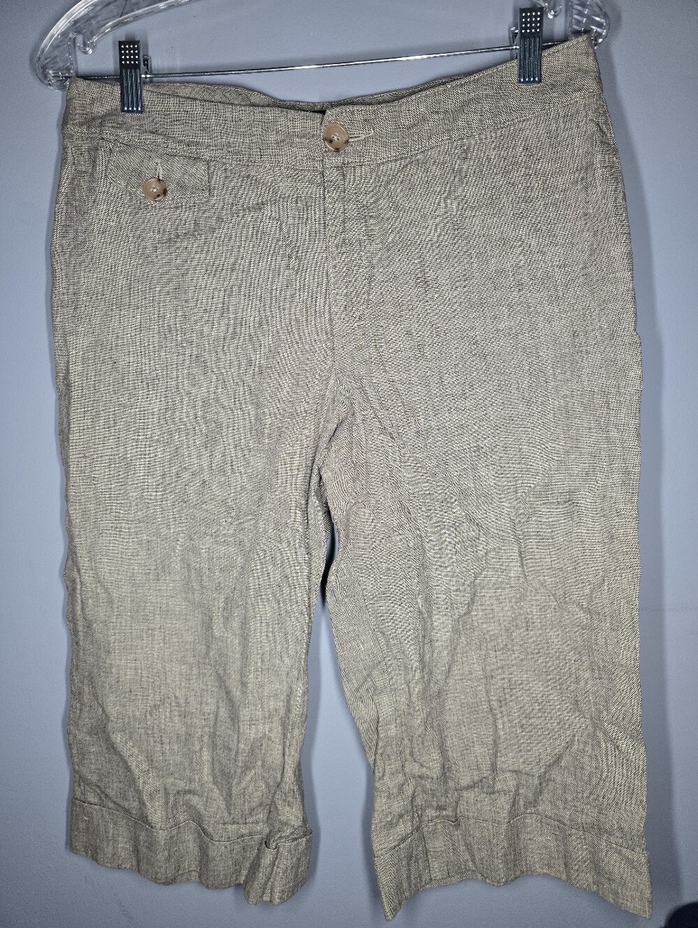 Vintage Y2K Banana Republic Linen Capri Pants-Womens Size 8-Light Brown-work